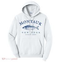 Retro Montauk New York Fishing Tall Hoodie thumb 0