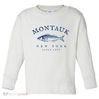 Retro Montauk New York Fishing Toddler Long Sleeve Shirt thumb 0