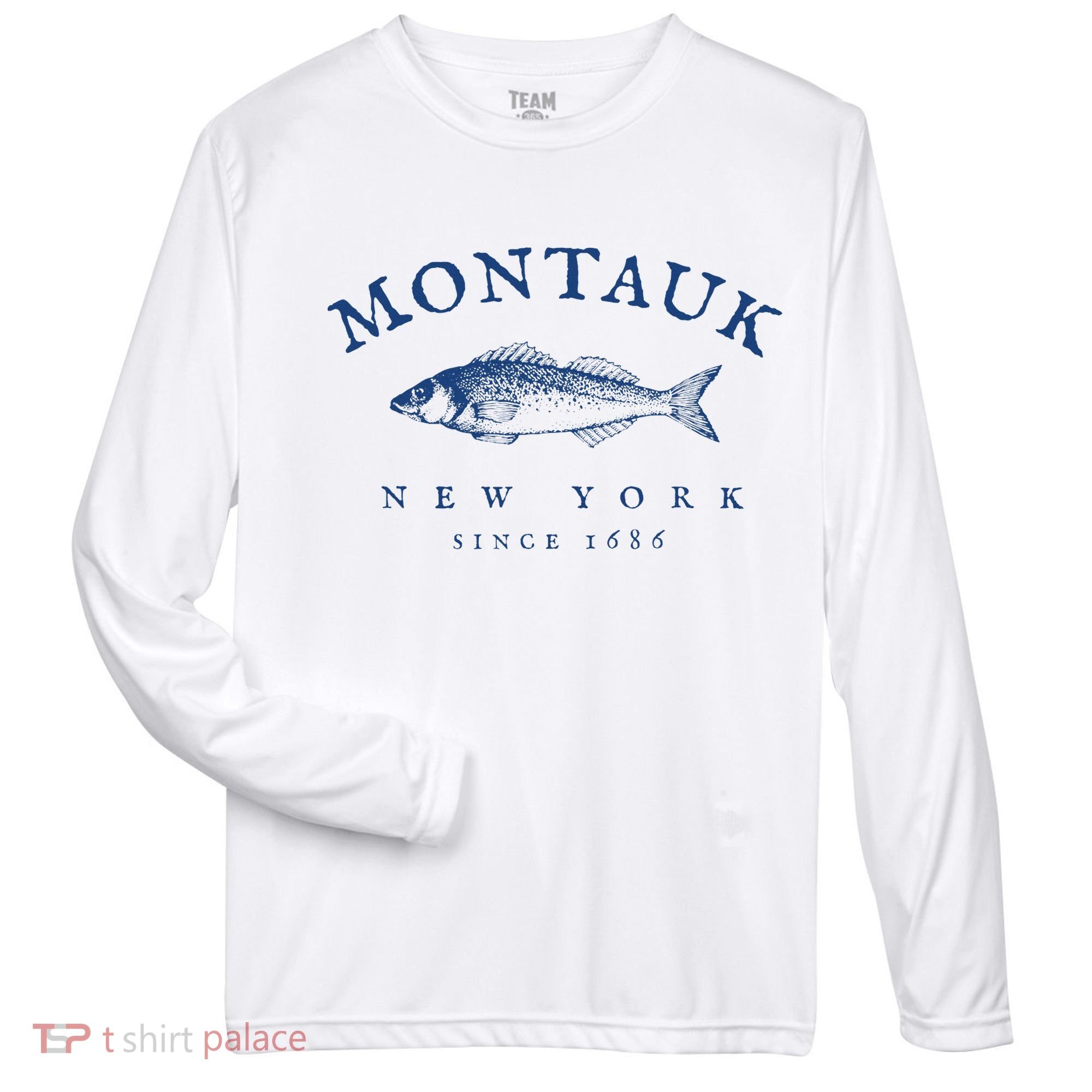 Retro Montauk New York Fishing Zone Performance Long-Sleeve T-Shirt