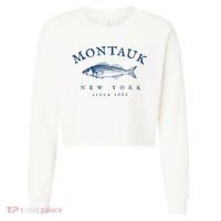 Retro Montauk New York Fishing Cropped Pullover Crew thumb 0