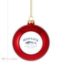 Retro Montauk New York Fishing Plastic Christmas Ball Ornament thumb 0