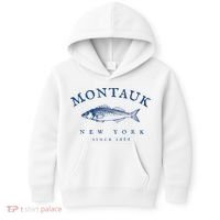 Retro Montauk New York Fishing Kids Hoodie thumb 0