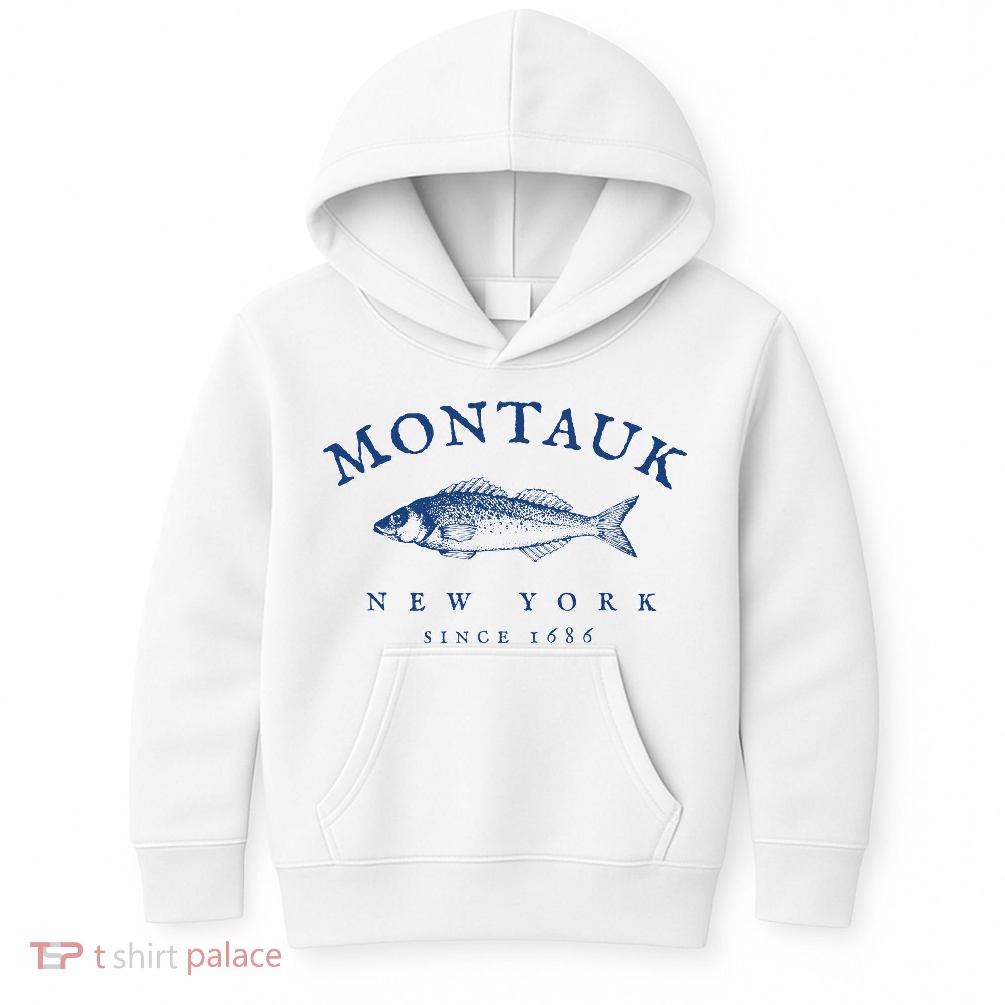 Retro Montauk New York Fishing Kids Hoodie