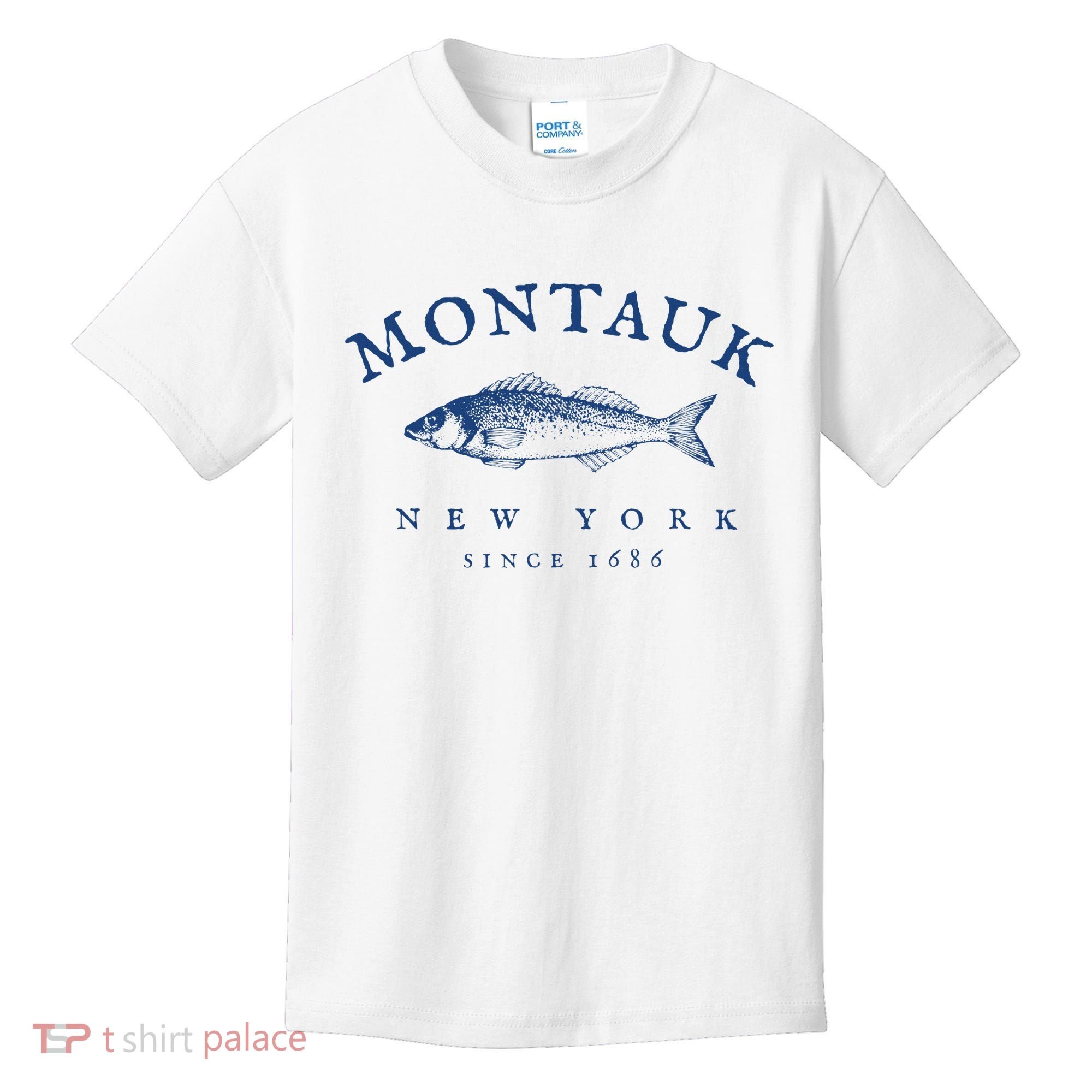 Retro Montauk New York Fishing Kids T-Shirt