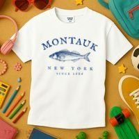 Retro Montauk New York Fishing Kids T-Shirt thumb 3
