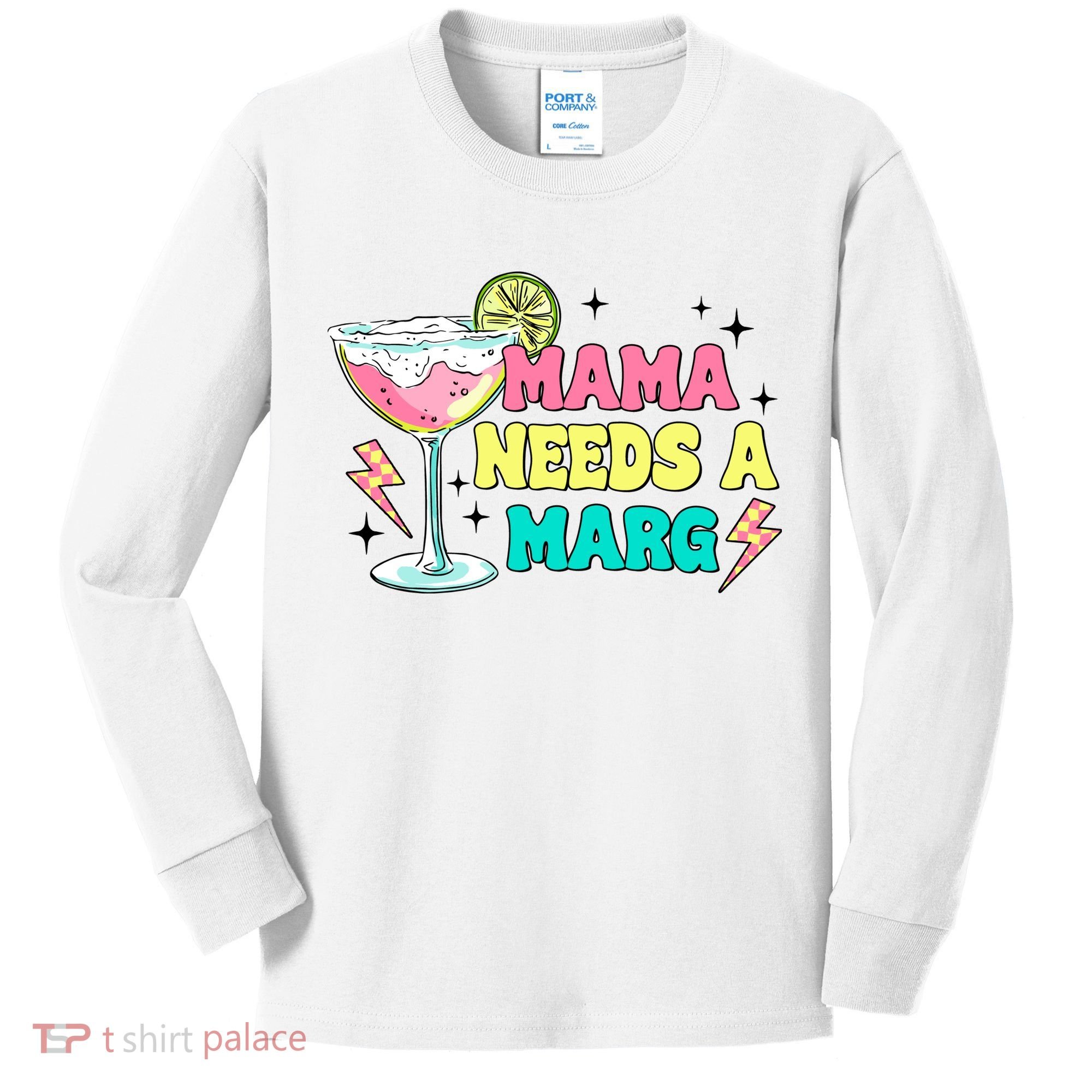 Retro Mama Needs A Marg Margarita Kids Long Sleeve Shirt