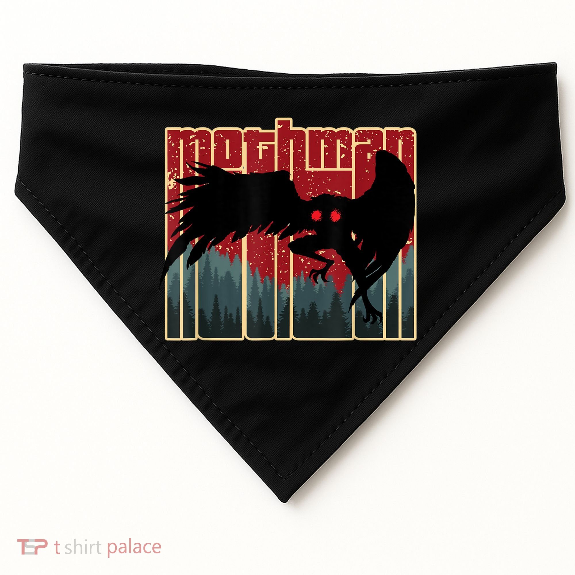 Retro Mothman Original West Virginia Cryptid Artwork USA-Made Doggie Bandana
