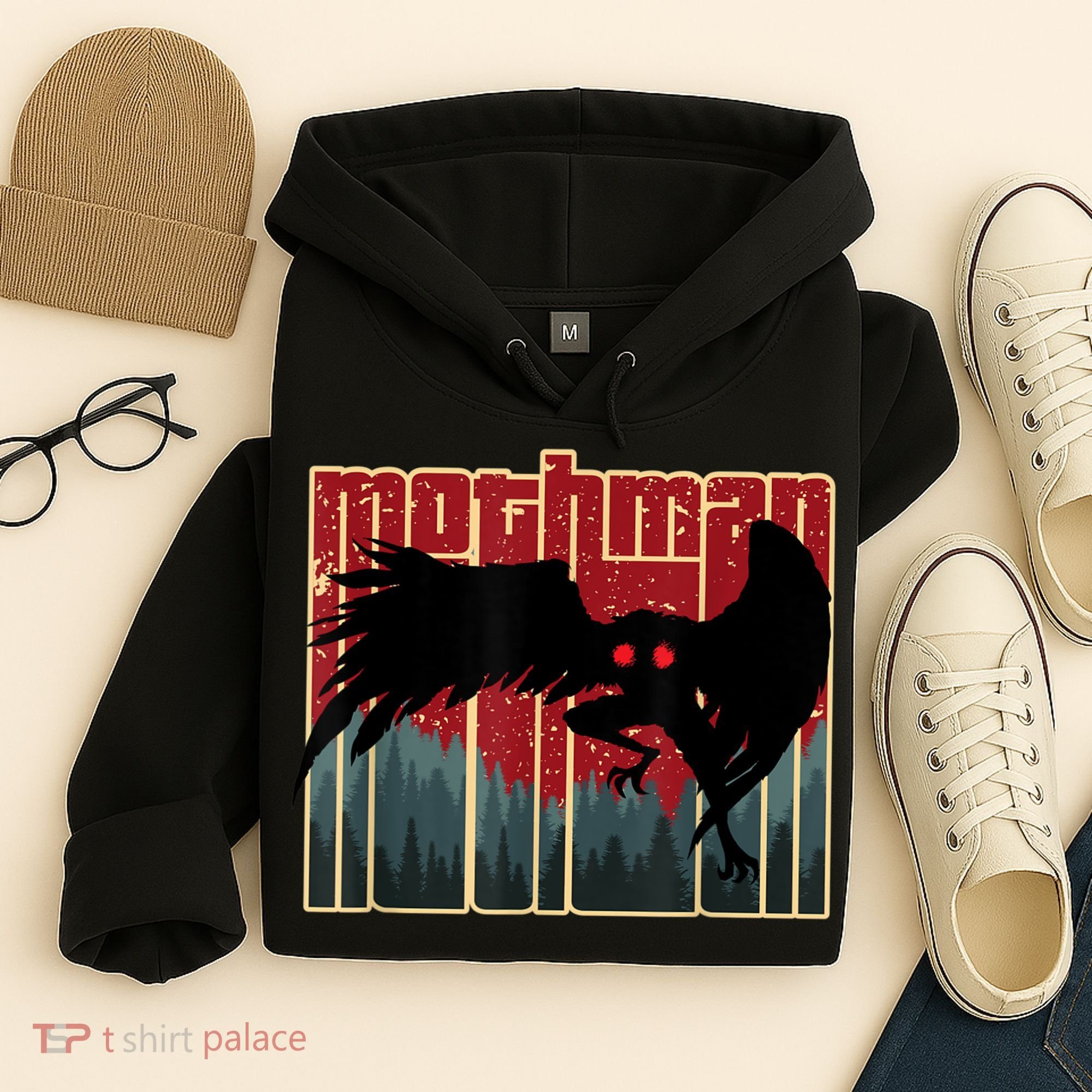 Retro Mothman Original West Virginia Cryptid Artwork Hoodie