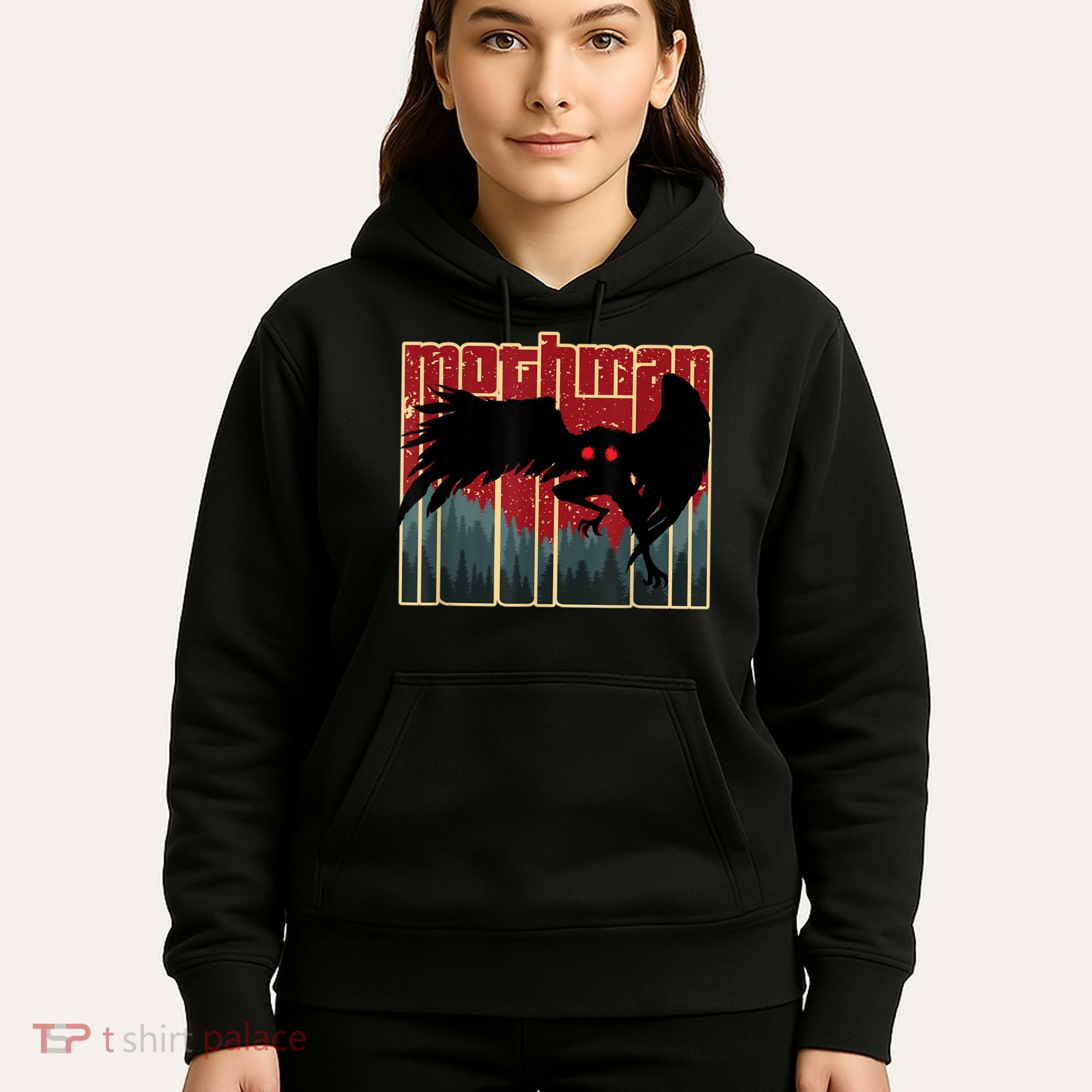 Retro Mothman Original West Virginia Cryptid Artwork Hoodie