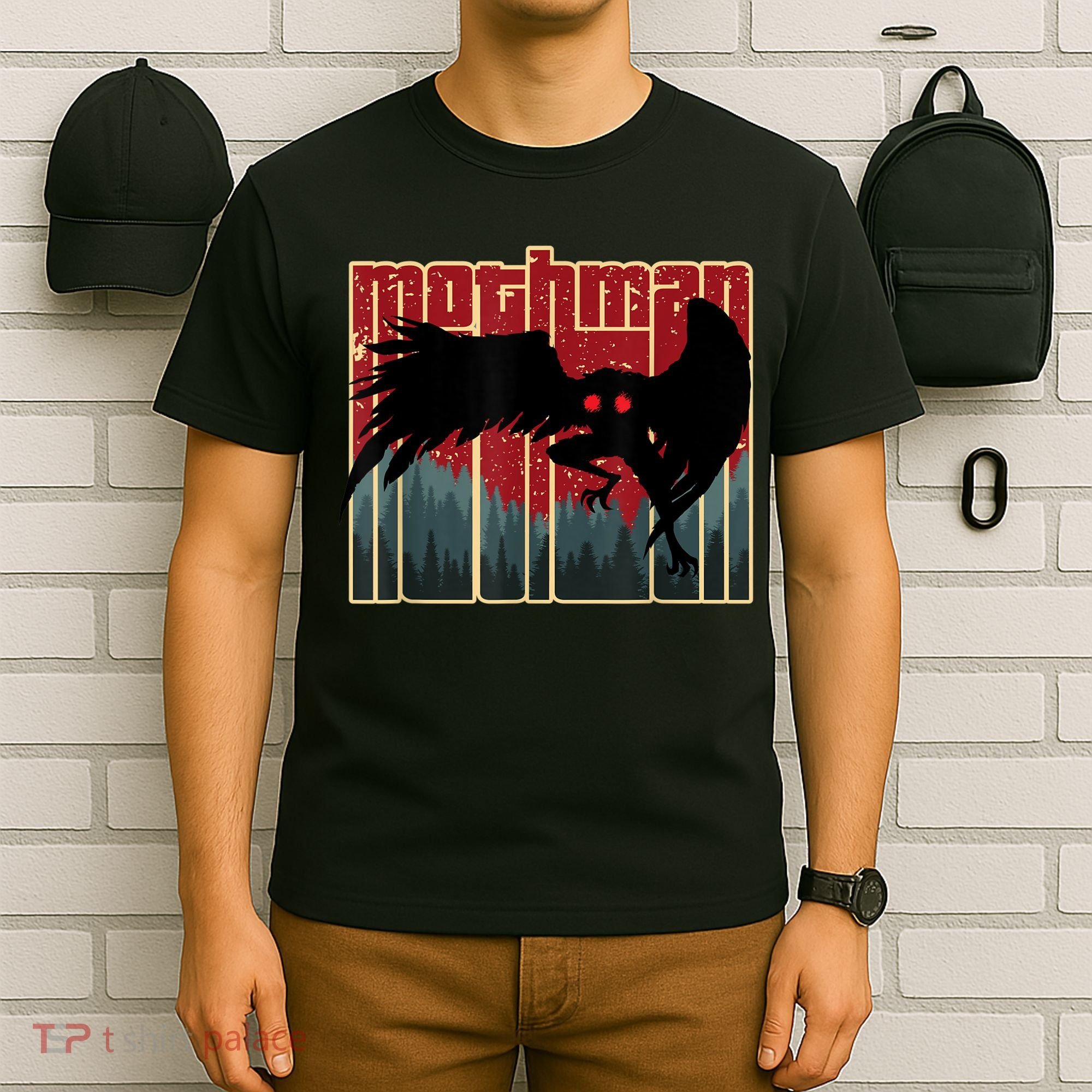 Retro Mothman Original West Virginia Cryptid Artwork T-Shirt