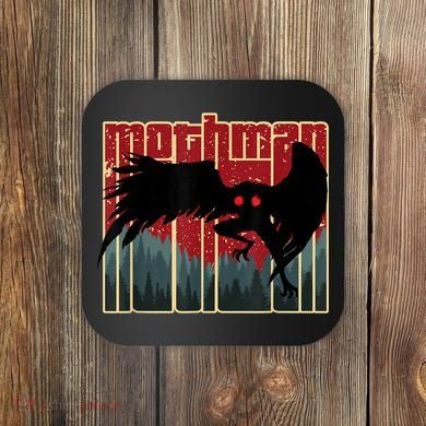 Retro Mothman Original West Virginia Cryptid Artwork Coaster