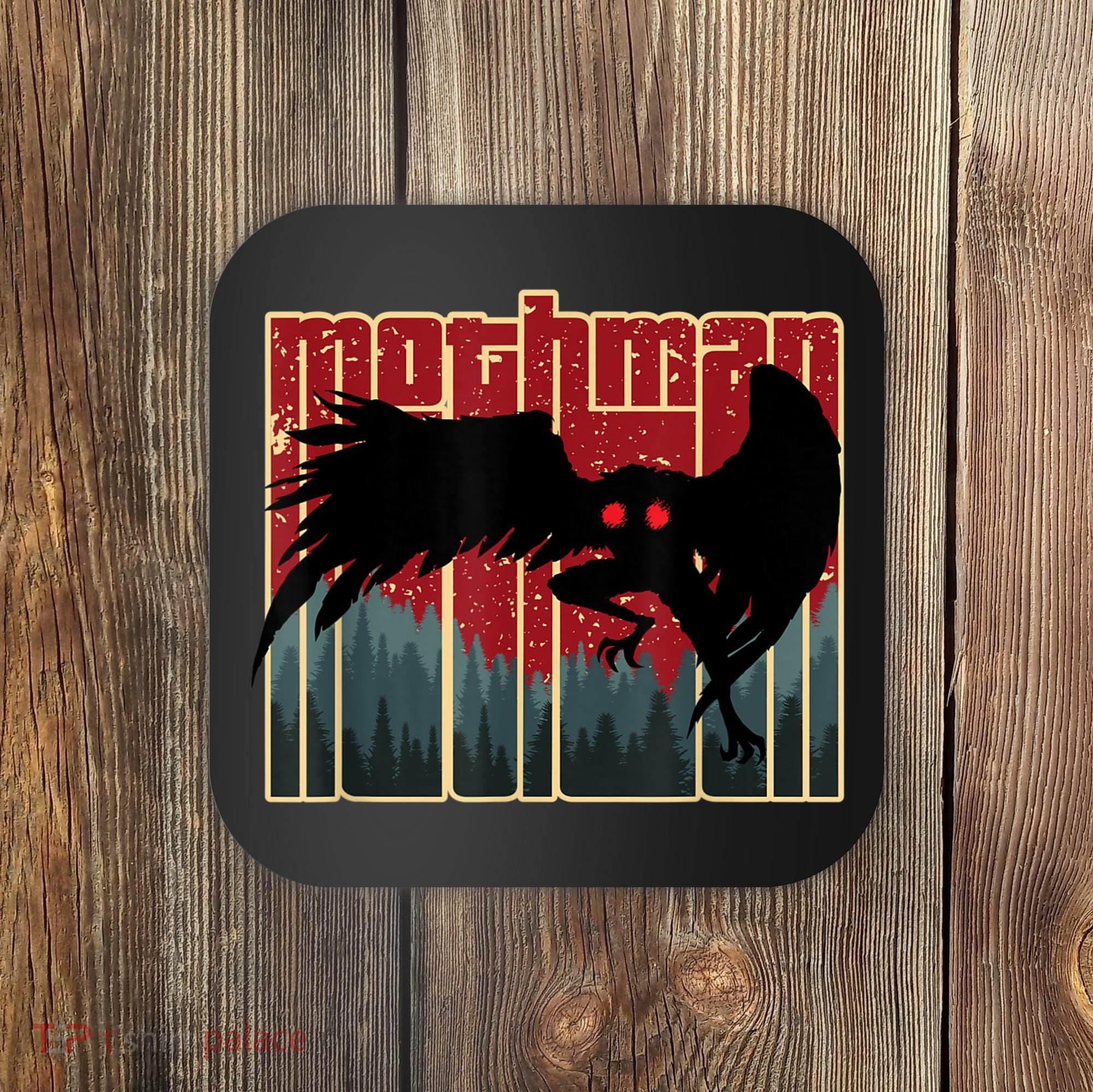 Retro Mothman Original West Virginia Cryptid Artwork Coaster