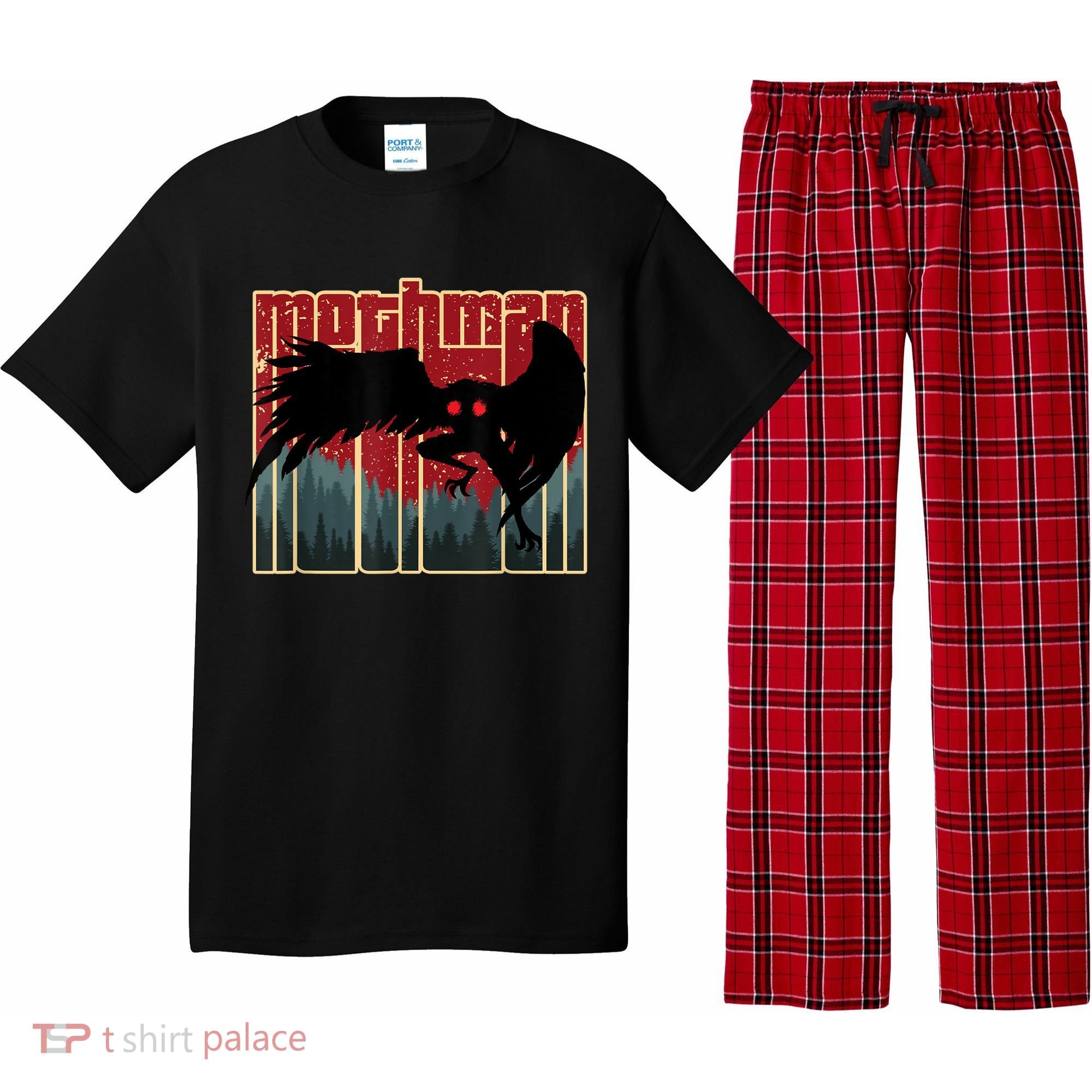 Retro Mothman Original West Virginia Cryptid Artwork Pajama Set