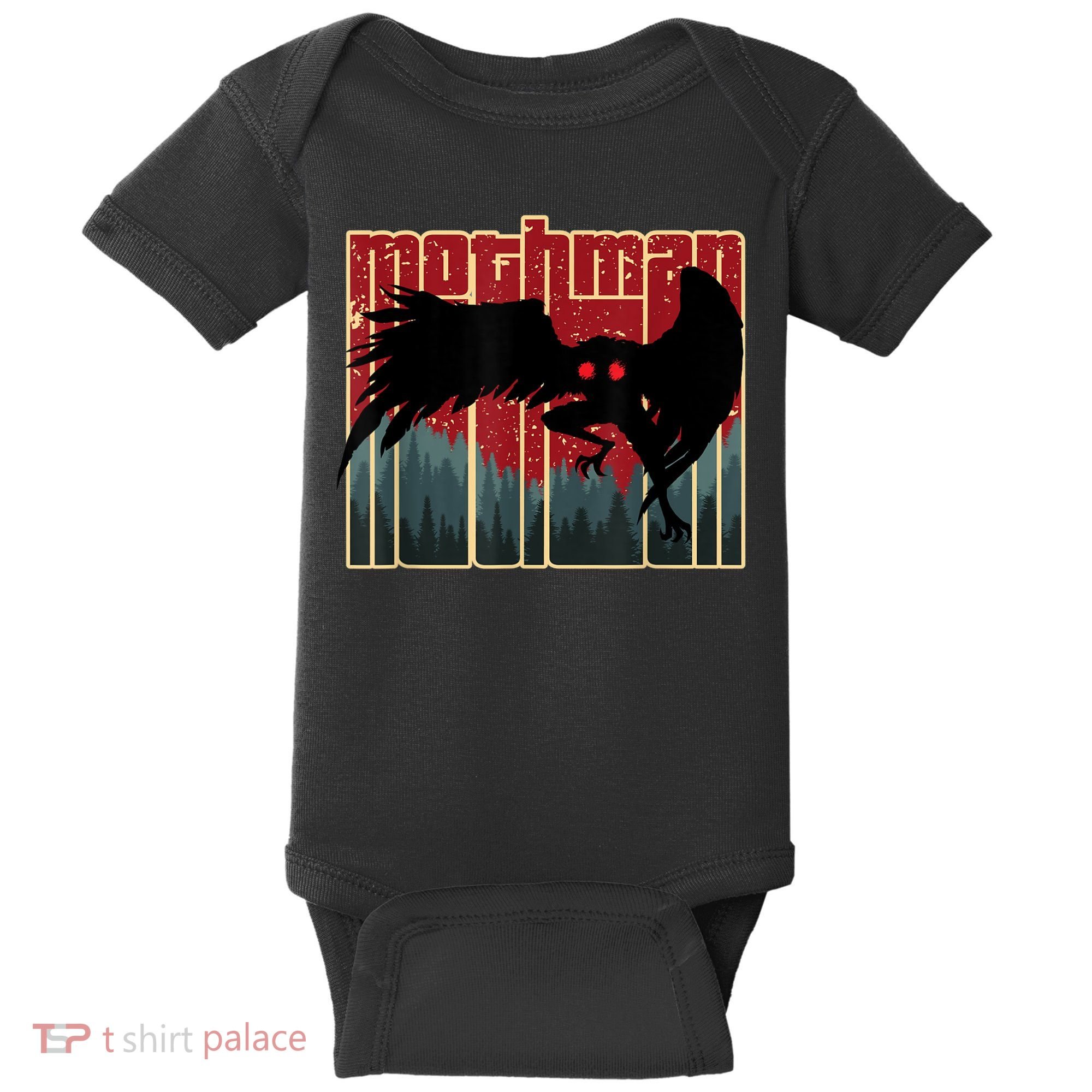 Retro Mothman Original West Virginia Cryptid Artwork Baby Bodysuit