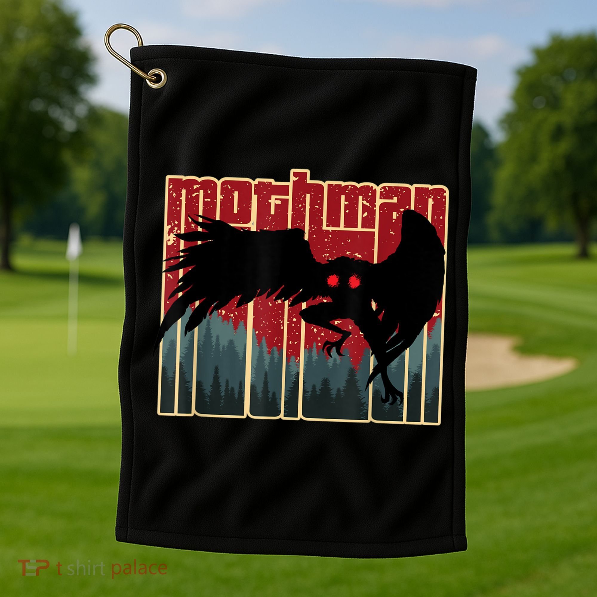 Retro Mothman Original West Virginia Cryptid Artwork Golf Towel