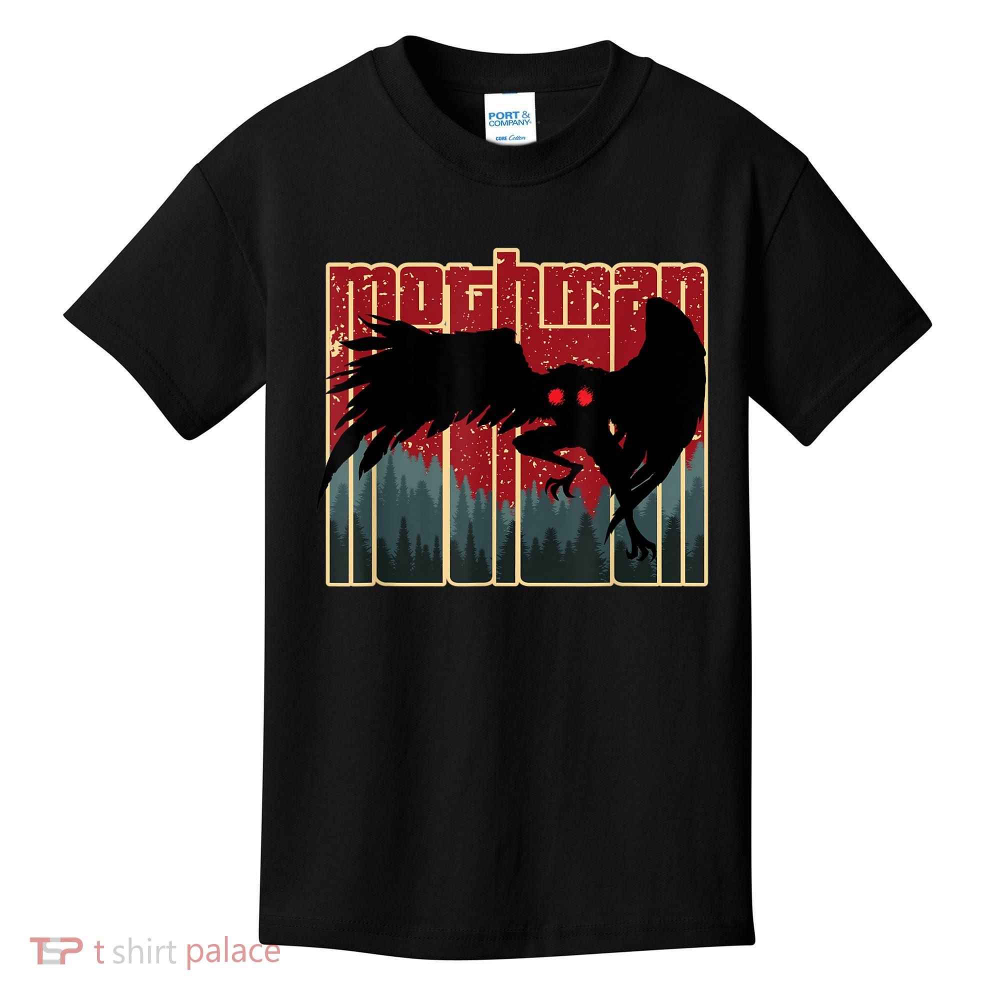 Retro Mothman Original West Virginia Cryptid Artwork Kids T-Shirt
