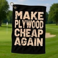 Retro Make Plywood Cheap Again Builder Carpenter Flooring Golf Towel thumb 1