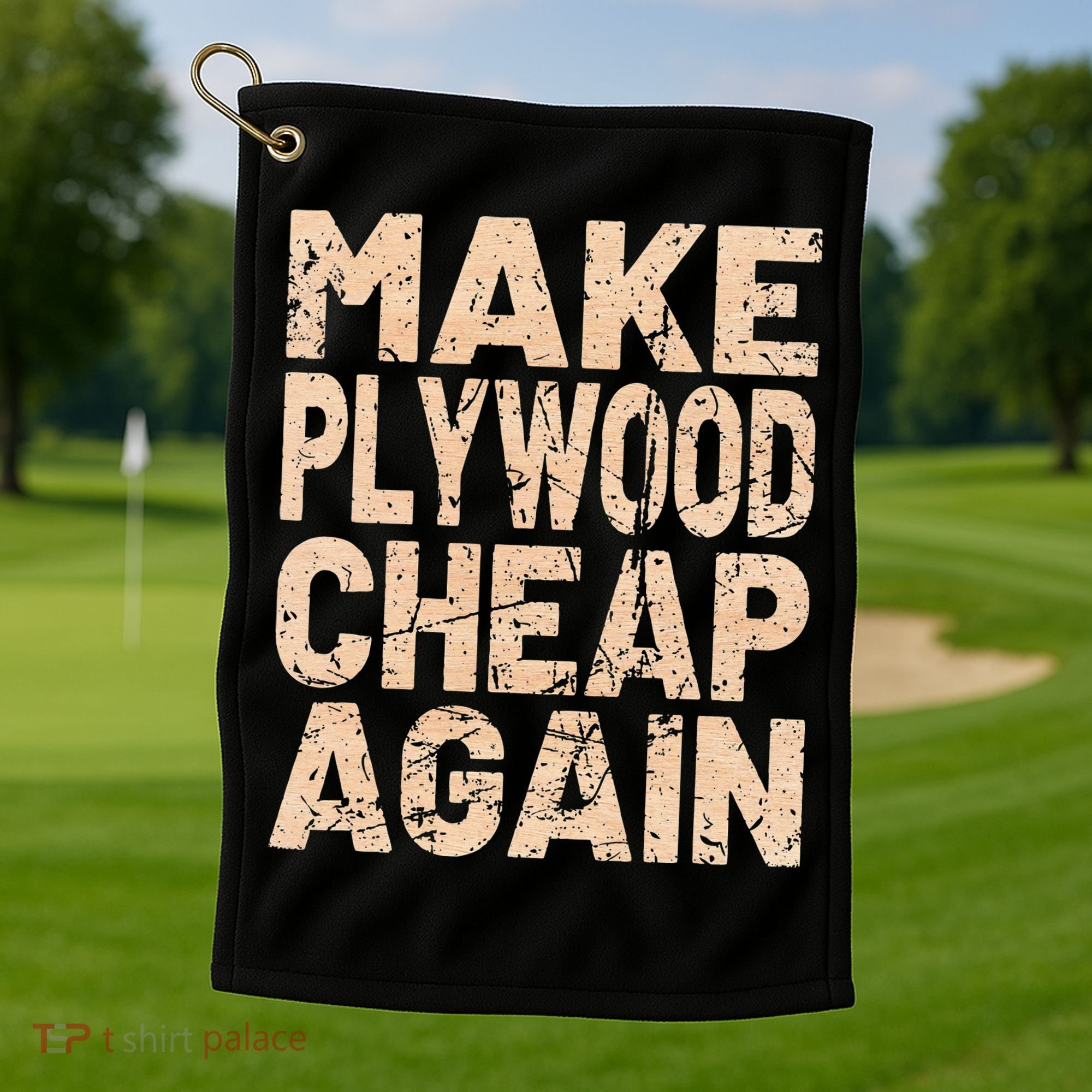 Retro Make Plywood Cheap Again Builder Carpenter Flooring Golf Towel