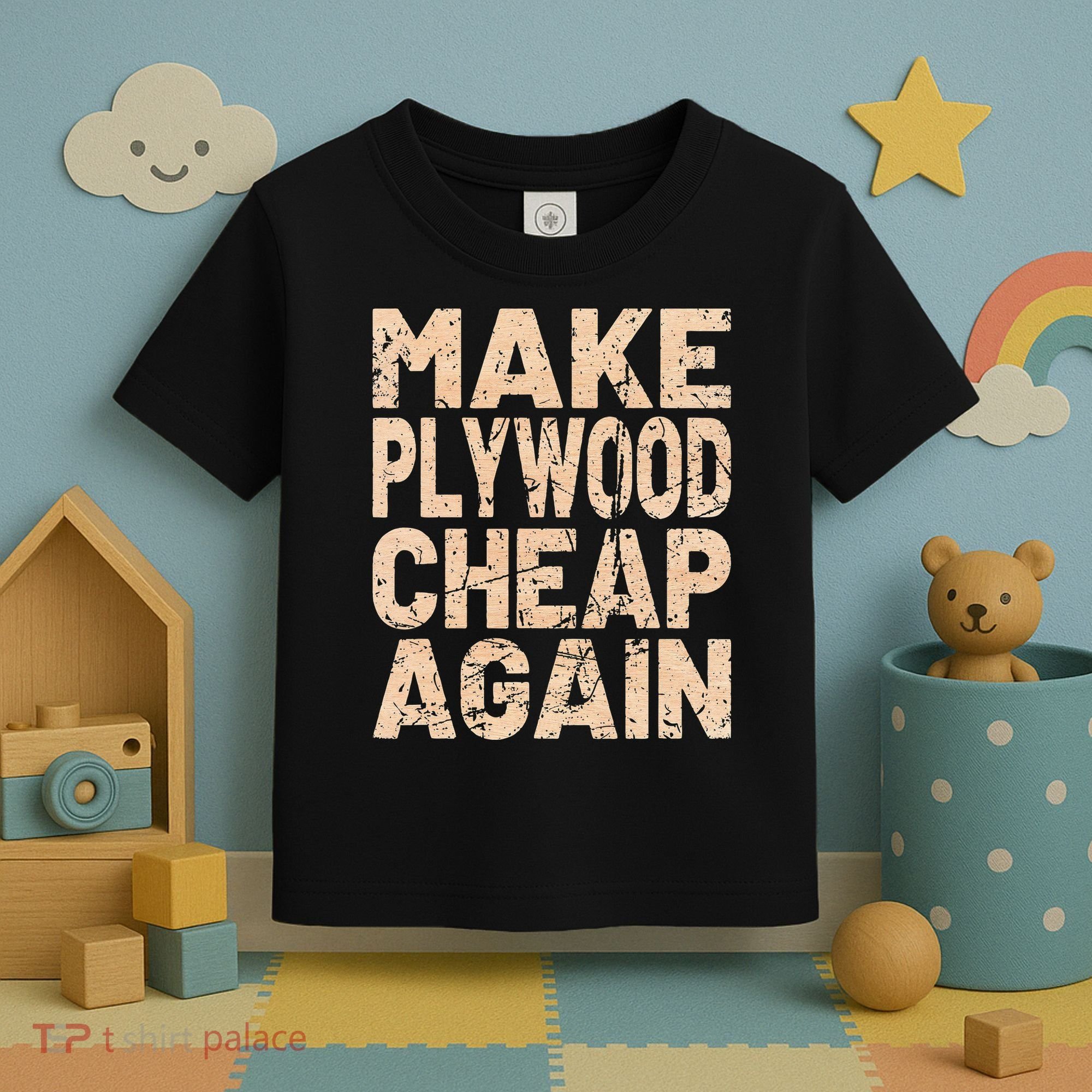 Retro Make Plywood Cheap Again Builder Carpenter Flooring Toddler T-Shirt