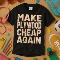 Retro Make Plywood Cheap Again Builder Carpenter Flooring Kids T-Shirt thumb 3