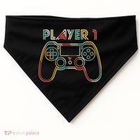 Retro Matching Player 1 Video Gamer USA-Made Doggie Bandana thumb 0