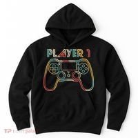 Retro Matching Player 1 Video Gamer Hoodie thumb 0