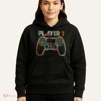 Retro Matching Player 1 Video Gamer Hoodie thumb 5