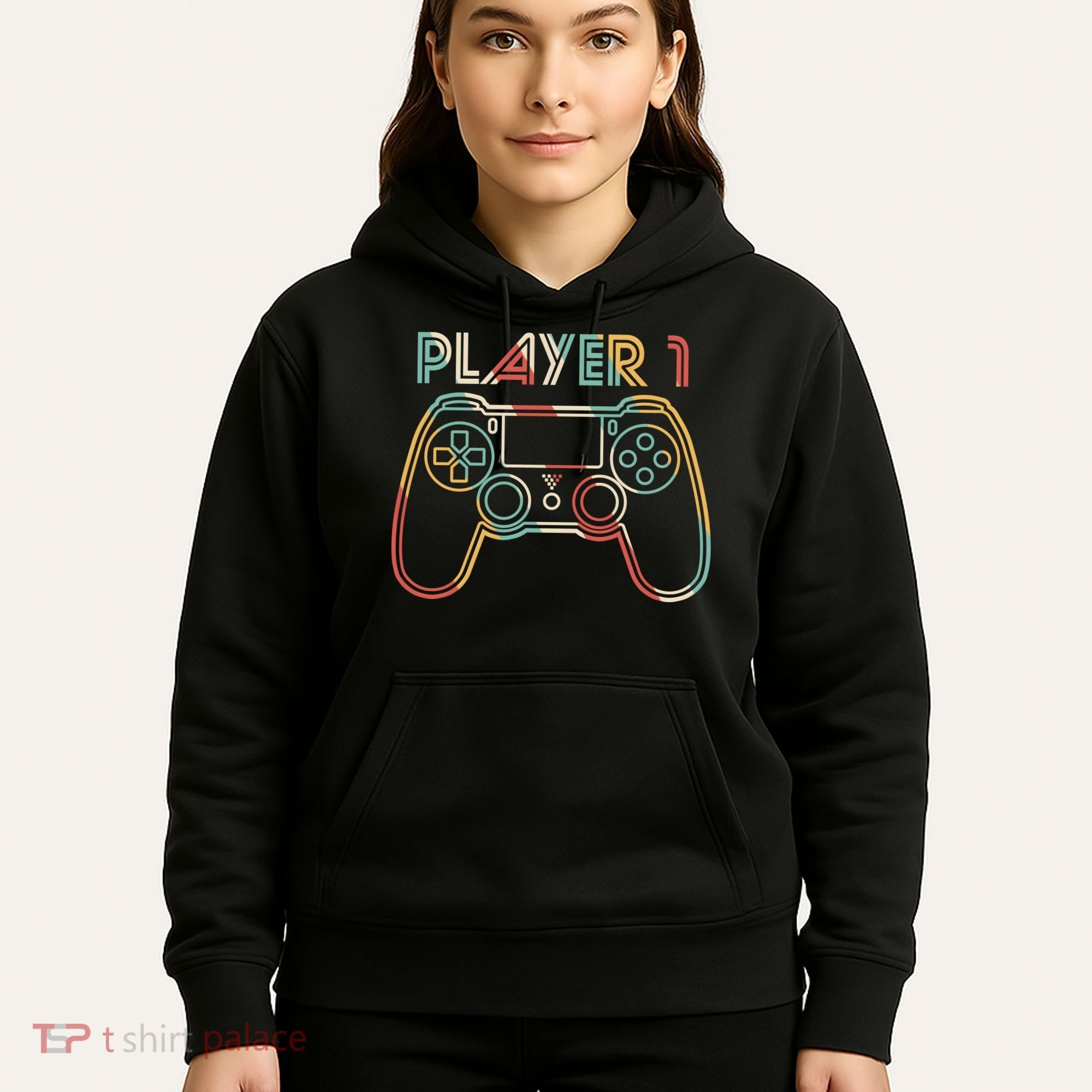 Retro Matching Player 1 Video Gamer Hoodie