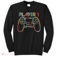 Retro Matching Player 1 Video Gamer Sweatshirt thumb 0