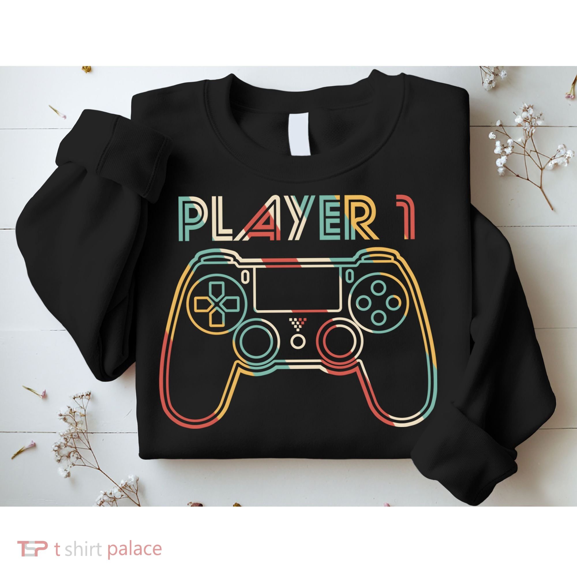 Retro Matching Player 1 Video Gamer Sweatshirt