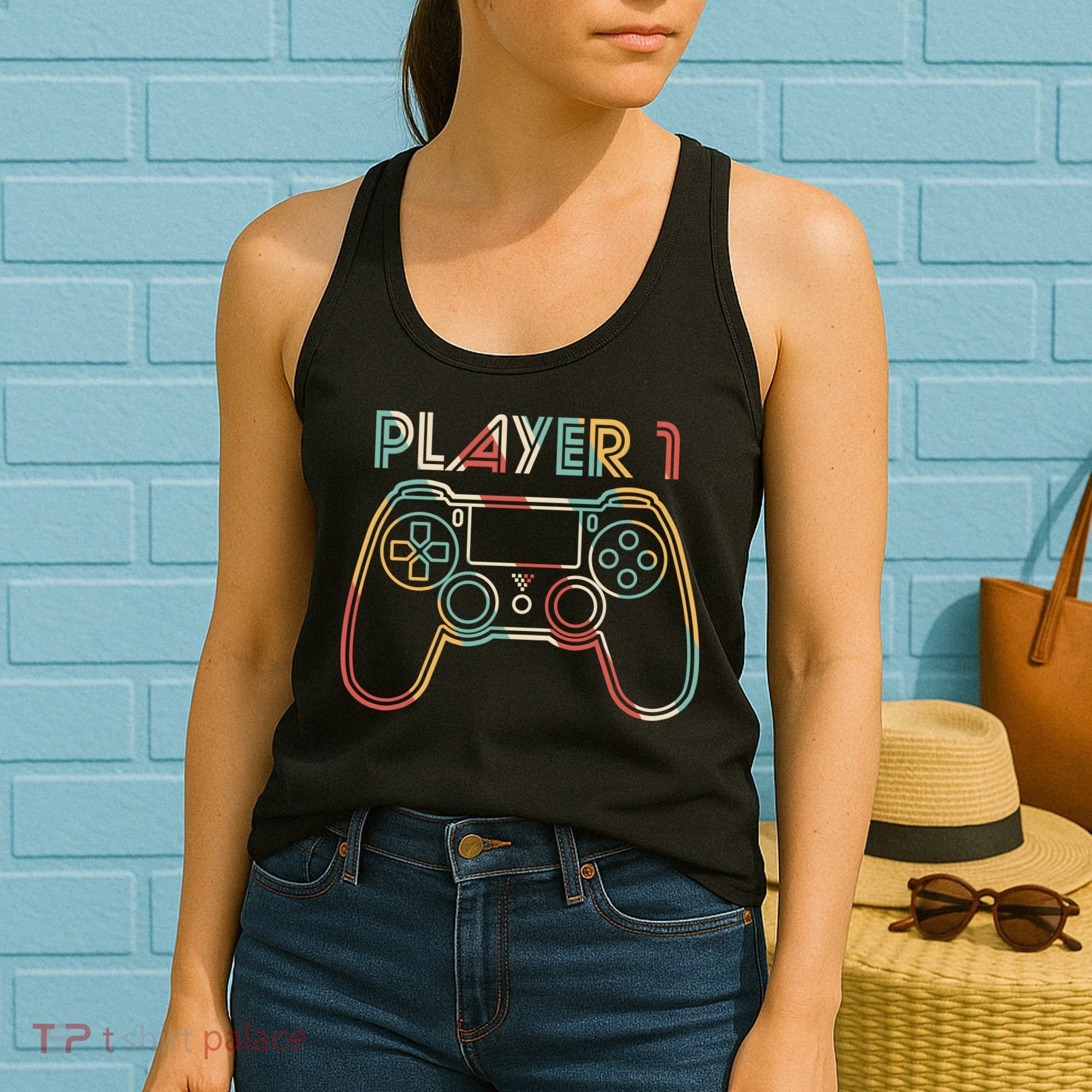 Retro Matching Player 1 Video Gamer Women's Tank Top