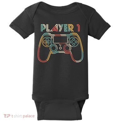 Retro Matching Player 1 Video Gamer Baby Bodysuit