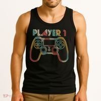Retro Matching Player 1 Video Gamer Tank Top thumb 3