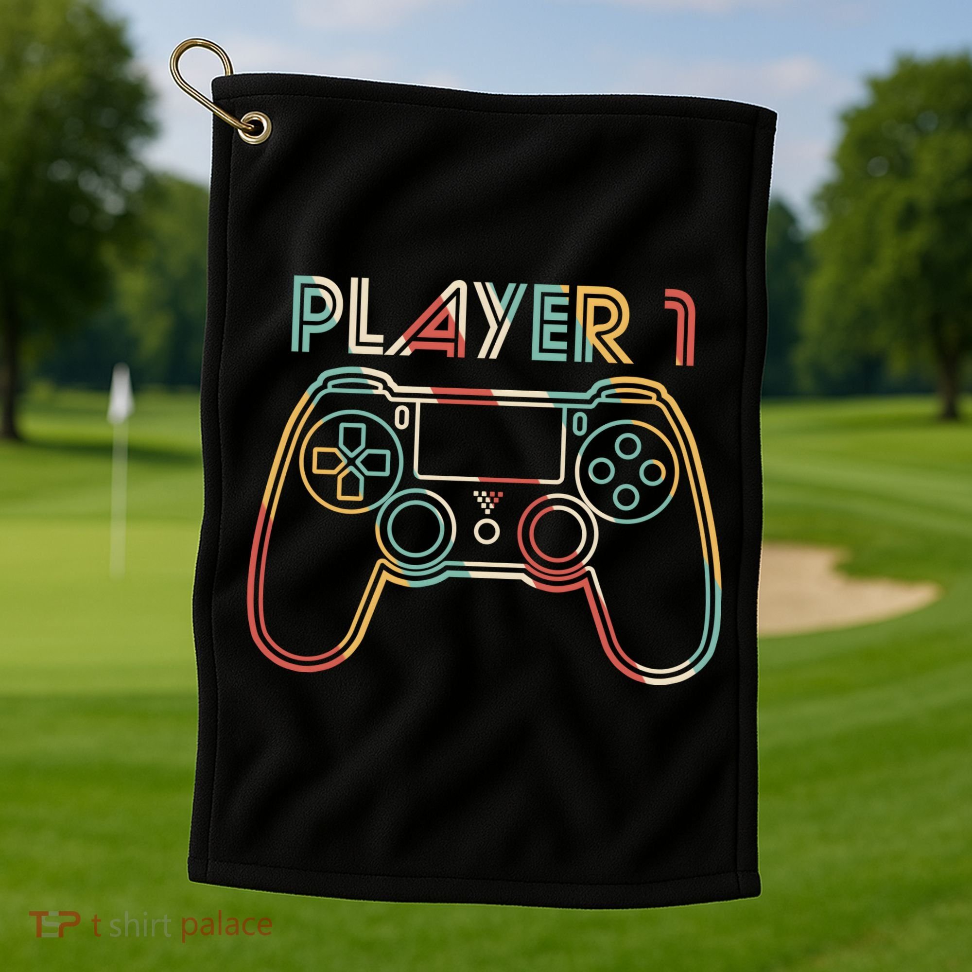 Retro Matching Player 1 Video Gamer Golf Towel