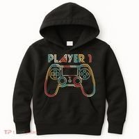 Retro Matching Player 1 Video Gamer Kids Hoodie thumb 0