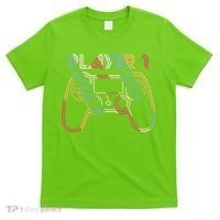 Retro Matching Player 1 Video Gamer T-Shirt thumb 0
