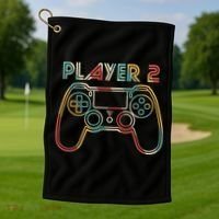Retro Matching Player 2 Video Gamer Golf Towel thumb 1