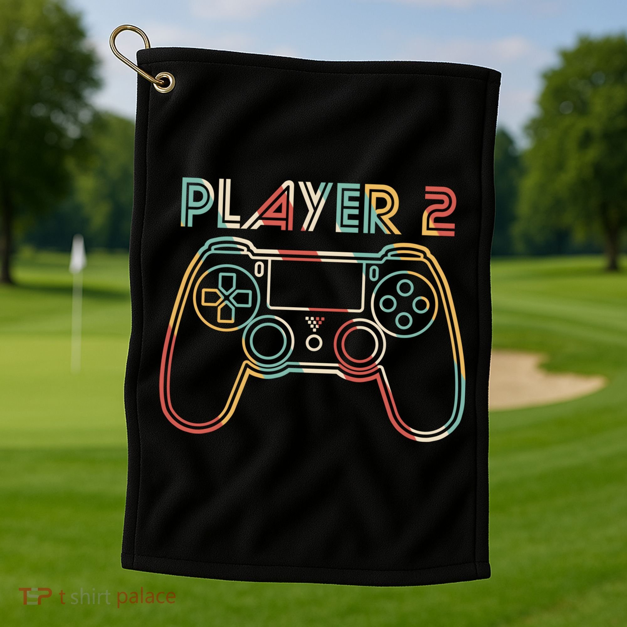 Retro Matching Player 2 Video Gamer Golf Towel