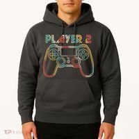 Retro Matching Player 2 Video Gamer Hoodie thumb 2