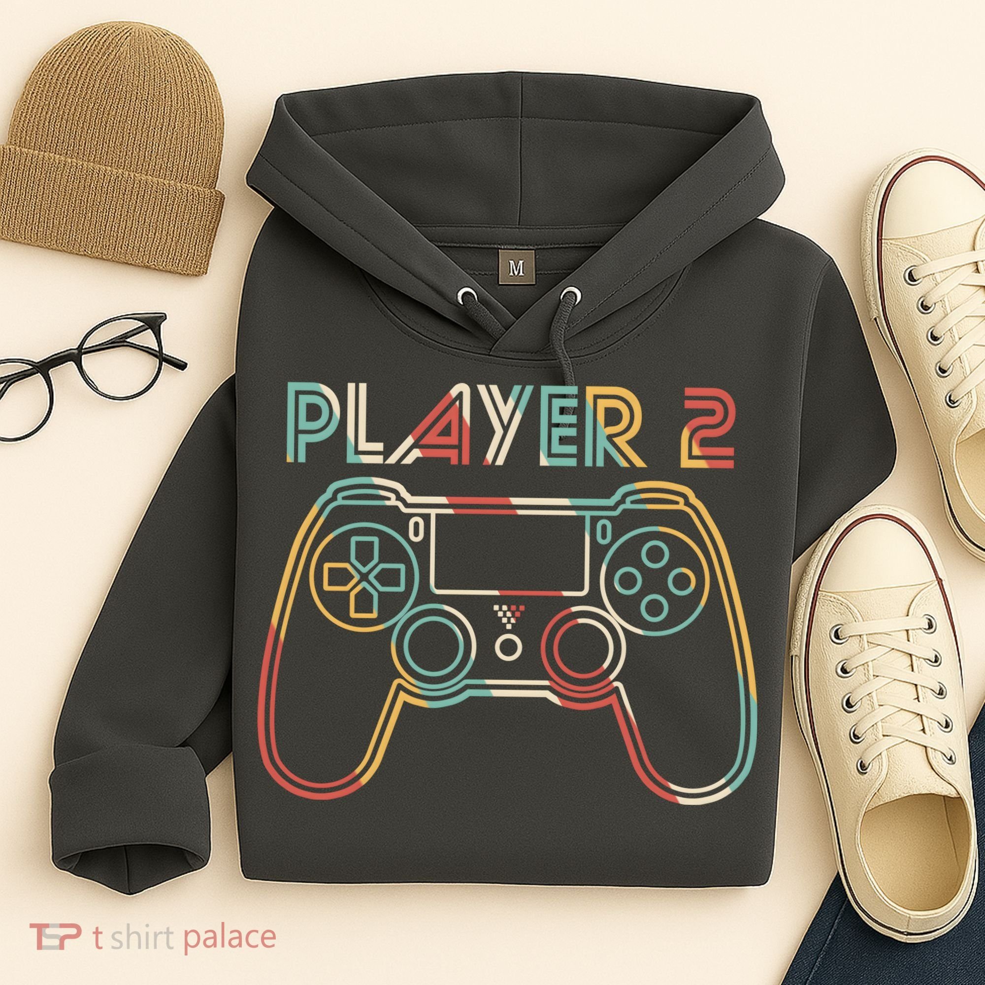 Retro Matching Player 2 Video Gamer Hoodie