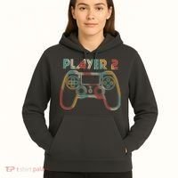 Retro Matching Player 2 Video Gamer Hoodie thumb 5