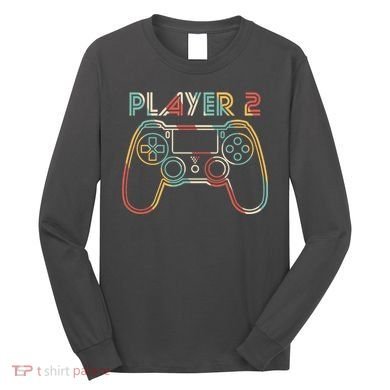 Retro Matching Player 2 Video Gamer Long Sleeve Shirt