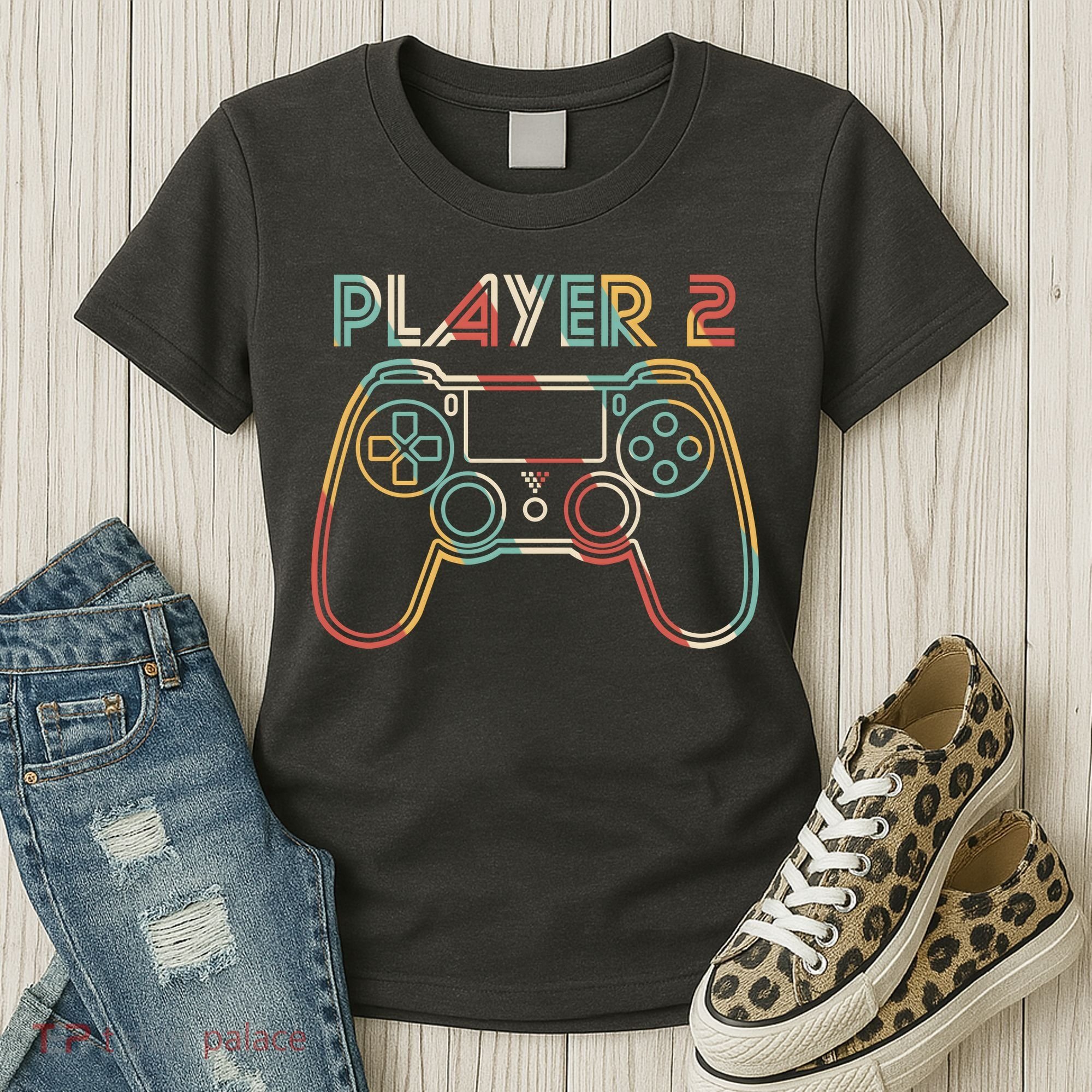 Retro Matching Player 2 Video Gamer Women's T-Shirt