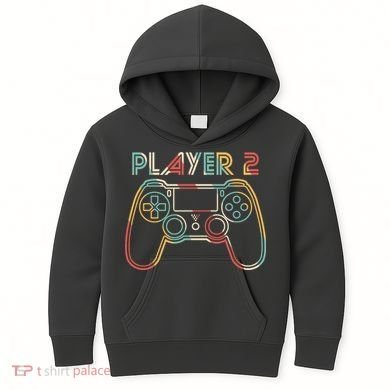 Retro Matching Player 2 Video Gamer Kids Hoodie