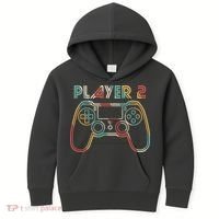 Retro Matching Player 2 Video Gamer Kids Hoodie thumb 0