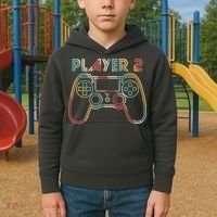 Retro Matching Player 2 Video Gamer Kids Hoodie thumb 2