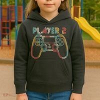 Retro Matching Player 2 Video Gamer Kids Hoodie thumb 3