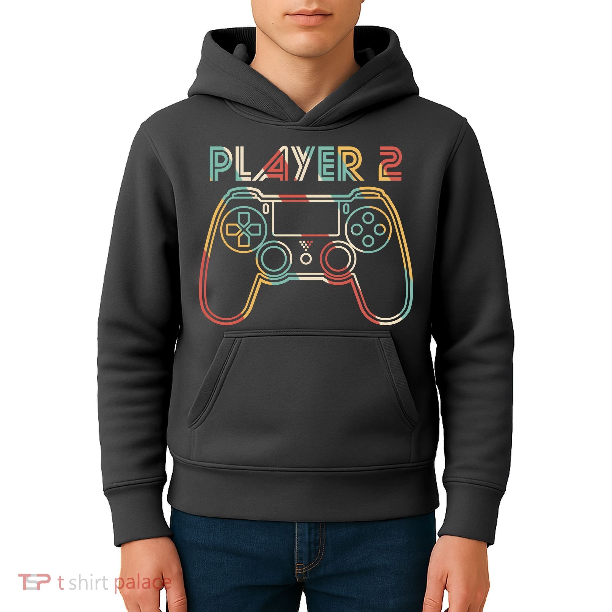 Retro Matching Player 2 Video Gamer Kids Hoodie