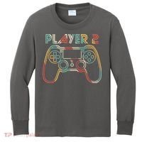 Retro Matching Player 2 Video Gamer Kids Long Sleeve Shirt thumb 0