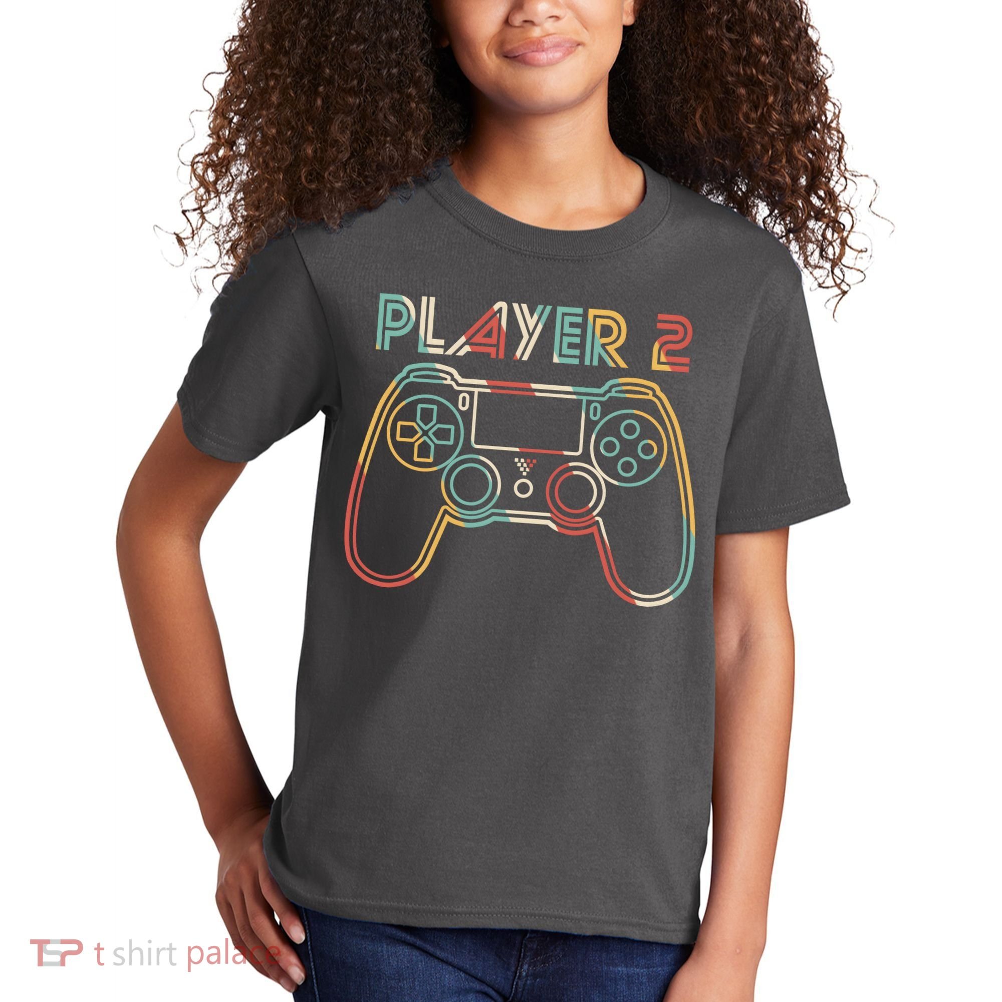 Retro Matching Player 2 Video Gamer Kids T-Shirt